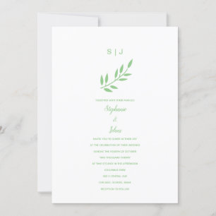 Invitación Leaf verde sabio Monogramas Nombre Personalizado B