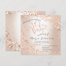Invitación Leafs del partido de cumpleaños Wreath Ivory Pink