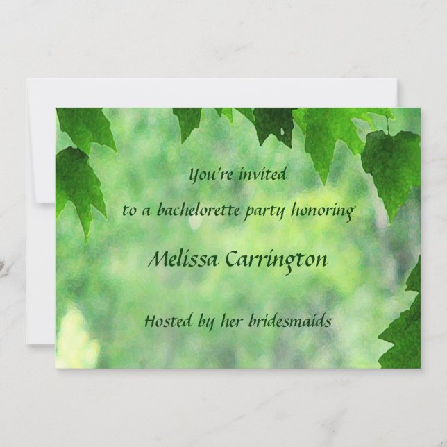 Invitación Leafy Boda Bachelorette Party (Anverso)