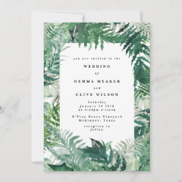 Invitación Leafy Greenery Watercolor Boda