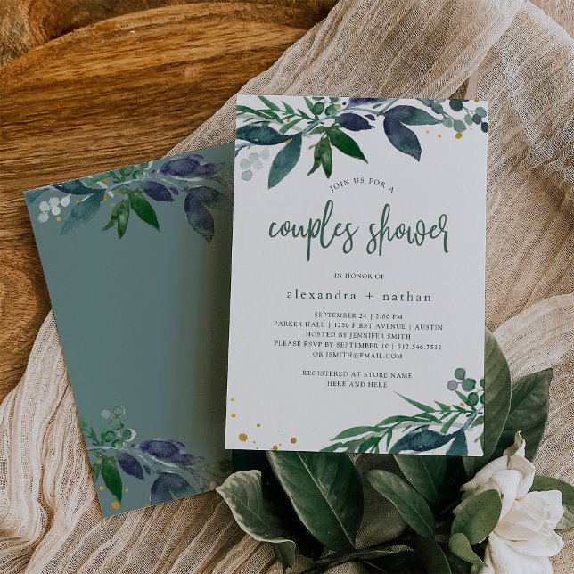 Invitación Leafy Watercolor | Ducha de pareja (Subido por el creador)
