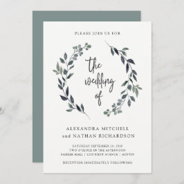 Invitación Leafy Watercolor Wreath | BODA