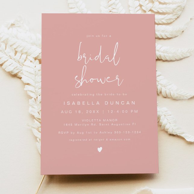 Invitación LEAH Moderno Pastel Coral Coral Pink Bridal Ducha (Subido por el creador)