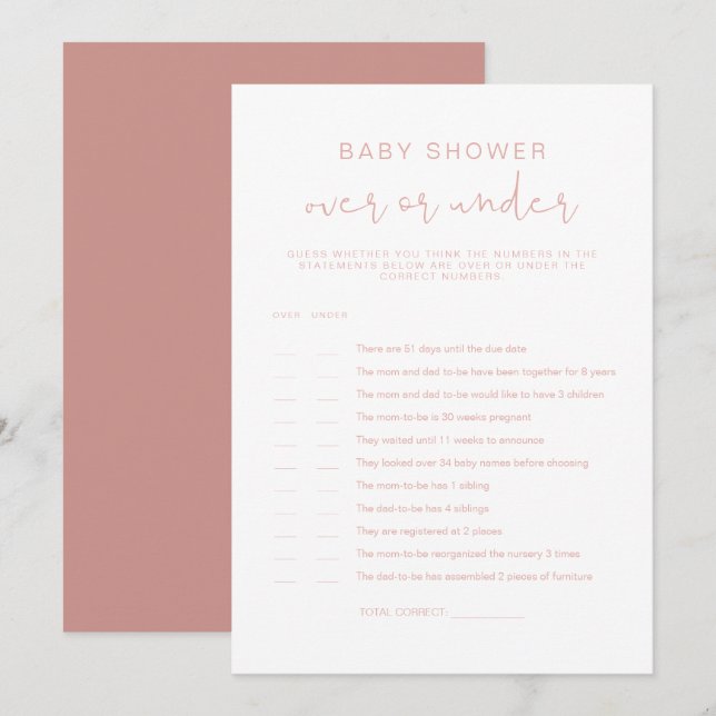 Invitación LEAH Pastel Rosa Bajo El Juego De Baby Shower (Anverso / Reverso)