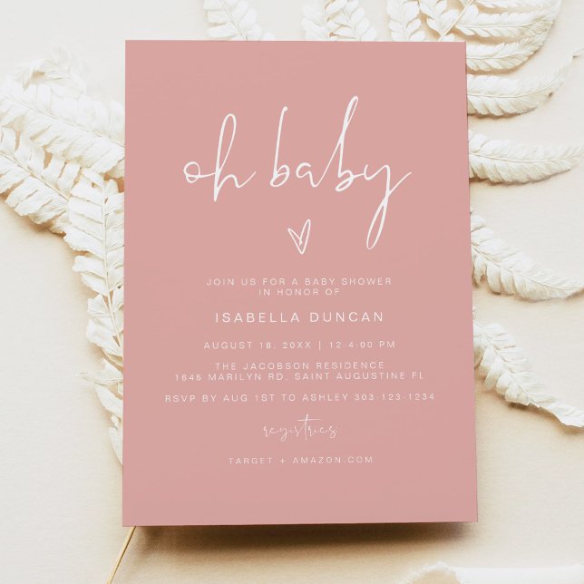 Invitación LEAH Vibrant Pastel Chica Rosa Oh Baby Baby Shower (Subido por el creador)