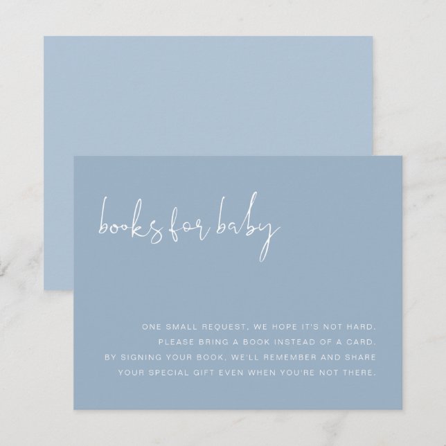 Invitación LEAH Vibrant Pastel Dusty Blue Books Para La Tarje (Anverso / Reverso)