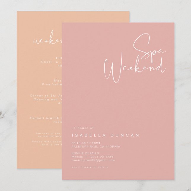 Invitación LEAH Vibrant Pastel Shades Bachelorette Spa Day (Anverso / Reverso)