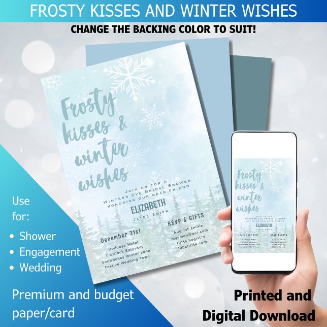 Invitación LeahG Besos fríos en invierno desea ducha de novia (Subido por el creador)