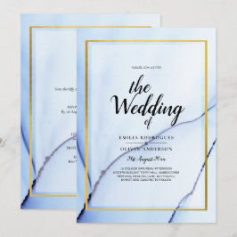 Invitación LeahG Blue Gold INK Resumen de boda