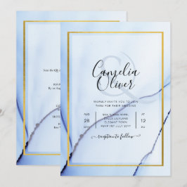 Invitación LeahG Blue Gold INK Resumen de boda