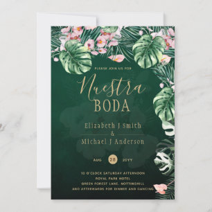 Invitación LeahG Boda de la hoja floral verde tropical
