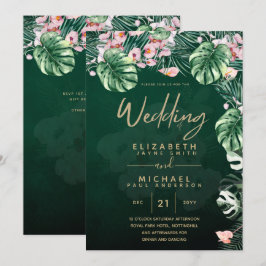 Invitación LeahG Boda de la hoja floral verde tropical
