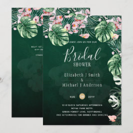 Invitación LeahG Boda de la hoja floral verde tropical