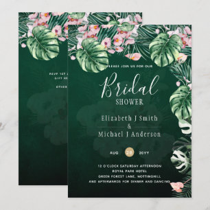 Invitación LeahG Boda de la hoja floral verde tropical