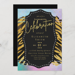 Invitación LeahG Bonito Girly Bachelorette Glam Animal Prints