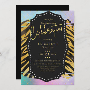 Invitación LeahG Bonito Girly Bachelorette Glam Animal Prints
