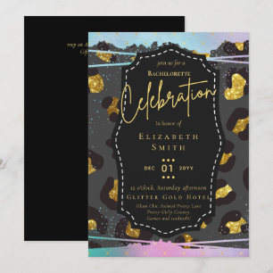 Invitación LeahG Bonito Girly Bachelorette Glam Animal Prints