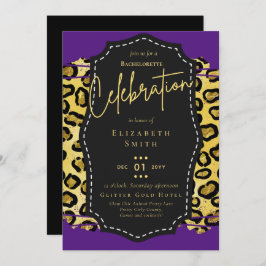 Invitación LeahG Bonito Girly Bachelorette Glam Animal Prints