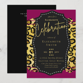 Invitación LeahG Bonito Girly Bachelorette Glam Animal Prints