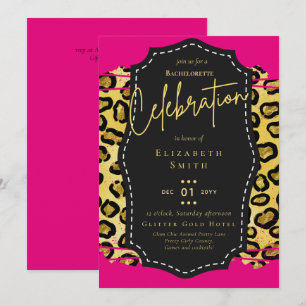 Invitación LeahG Bonito Girly Bachelorette Glam Animal Prints
