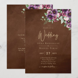 Invitación LeahG Brown Berry Plum Morado Boda Otoño Invierno