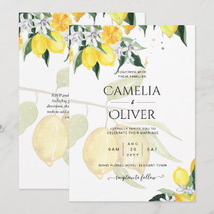 Invitación LeahG Citrus Lemons Boda presupuestal Invitar Amar