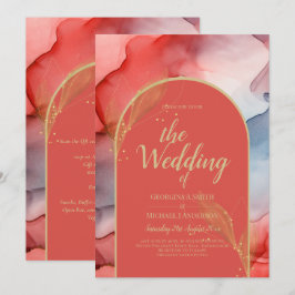 Invitación LeahG Coral Navy Blue Gold INVITE