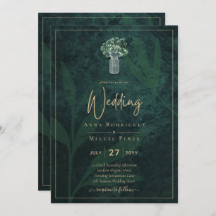 Invitación LeahG Emerald Forest Green Wedding INVITE