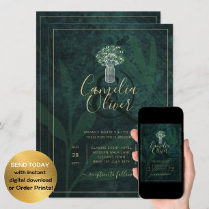Invitación LeahG Emerald Forest Green Wedding INVITE
