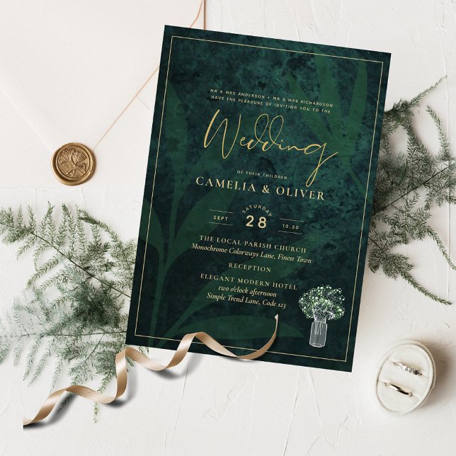 Invitación LeahG Emerald Forest Green Wedding INVITE (Subido por el creador)