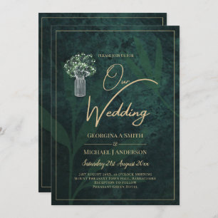 Invitación LeahG Emerald Forest Green Wedding INVITE