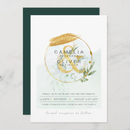 Invitación LeahG Eucalyptus Greenery Gold Boda QR CÓDIGO INV