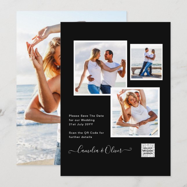 Invitación Leahg FOTO WEDDING INVITE Save The Date Gracias (Anverso / Reverso)