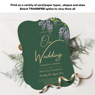Invitación LeahG Green Purple WISTERIA Wedding INVITE