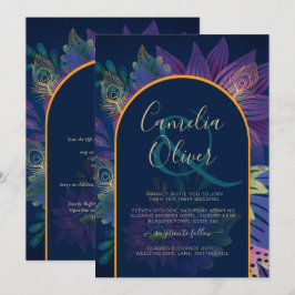 Invitación LeahG: INVITA DE Boda de TONOS DE JEWEL de Oro Púr
