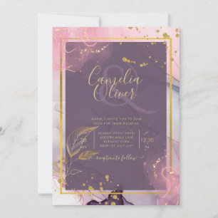 Invitación LeahG® Lavanda TINTA Malva Púrpura Dorado Boda