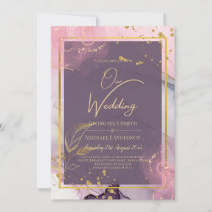Invitación LeahG® Lavender TINTA Rosa Púrpura Dorado Boda