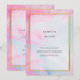 Invitación LeahG Pink Aqua Blue Gold INVITE