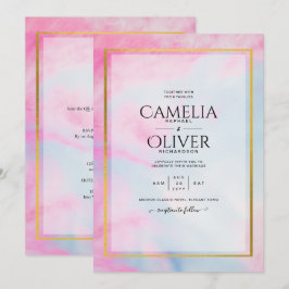 Invitación LeahG Pink Aqua Blue Gold INVITE