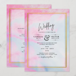 Invitación LeahG Pink Aqua Blue Gold INVITE