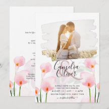 LeahG Pink Calla Lily FOTO Overlay Wedte Invite de