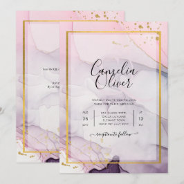 Invitación LeahG Pink Purple Lavender Gold TINK Wedding INVIT