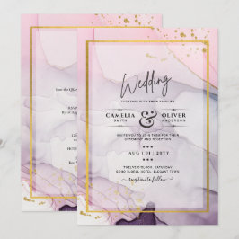 Invitación LeahG Pink Purple Lavender Gold TINK Wedding INVIT