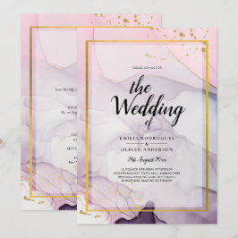 Invitación LeahG Pink Purple Lavender Gold TINK Wedding INVIT