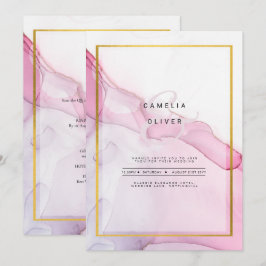 Invitación LeahG PINK Púrpura Tinta Resumen Boda INVITE