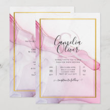 LeahG PINK Púrpura Tinta Resumen Boda INVITE