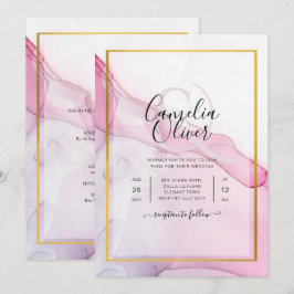 Invitación LeahG PINK Púrpura Tinta Resumen Boda INVITE