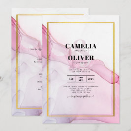 Invitación LeahG PINK Púrpura Tinta Resumen Boda INVITE