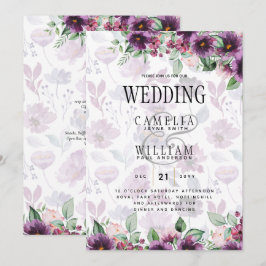 Invitación LeahG Plum Purple Berry Boda Floral Caer Invierno