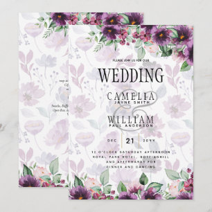 Invitación LeahG Plum Purple Berry Boda Floral Caer Invierno